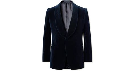 Kingsman Slim Fit Shawl Collar Cotton Velvet Tuxedo Jacket In Blue For