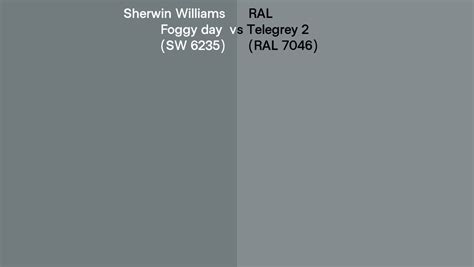 Sherwin Williams Foggy Day SW 6235 Vs RAL Telegrey 2 RAL 7046 Side