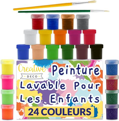 Creative Deco Peinture Enfant Lavable Doigt 24x20ml Loisir Creatif