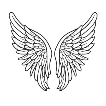 Angel Wings Coloring Page Outline Sketch Drawing Vector, Angel Drawing, Angel Wing Drawing, Wing ...