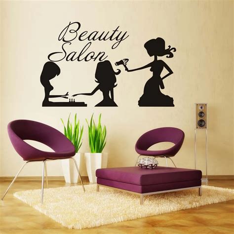 Girls Nail Care Hair Style Beauty Salon Art Wall Stickers Vinyl Self Adhesive Wallpaper Home