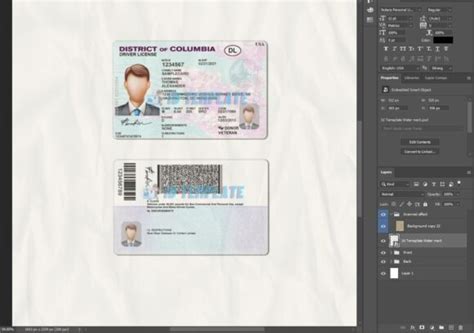 Usa District Of Columbia Driving License Psd Template Driving License