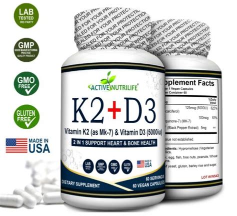 Vitamin K2 Vit D3 5000 Iu With Bioperine For Maximum Absorption 60 Capsules Ebay