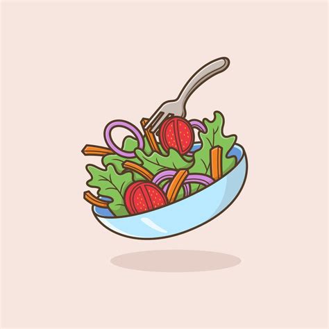 Cute Cartoon Food Vegetable Salad Vector Art At Vecteezy