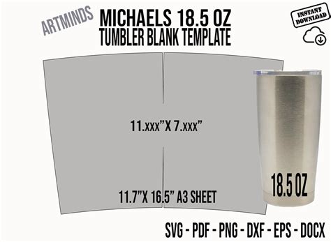 Michaels 18 5 Oz Tumbler Template Full Wrap Tumbler Svg Tumbler Svg