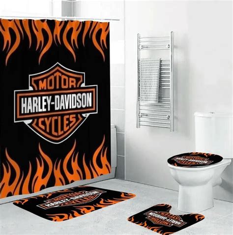 Harley Davidson Shower Curtain Bathroom Set Ver 22 In 2022 Shower