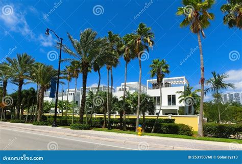 Modernos Edificios De Apartamentos Con Palmeras Y Vistas Al Miami Desde