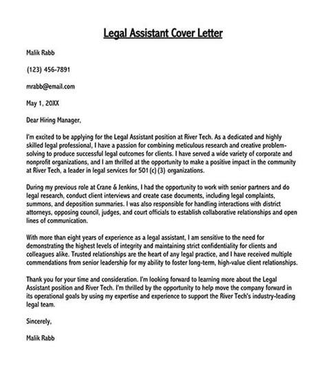 Sample Cover Letters For Legal Jobs Word Pdf