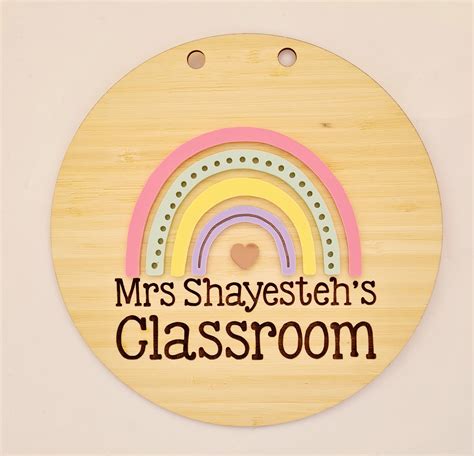 Personalised Rainbow Classroom Sign Teacher T