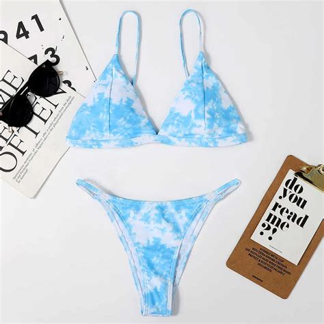 Sexy Bikini Micro Mujeres s Traje De Baño Tie Dye Mini Thong Bikinis Set Natación Brasileña