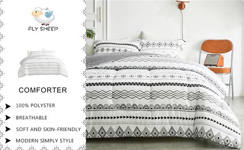 Amazon Flysheep 3 Pcs Farmhouse Comforter Set Full Queen Modern