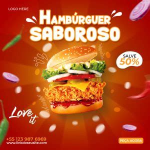 Social Media Hamburgueria Burguer Saboroso PSD Editável download