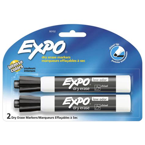 Expo Low Odour Dry Erase Markers Chisel Tip Black 2 Count Canadian