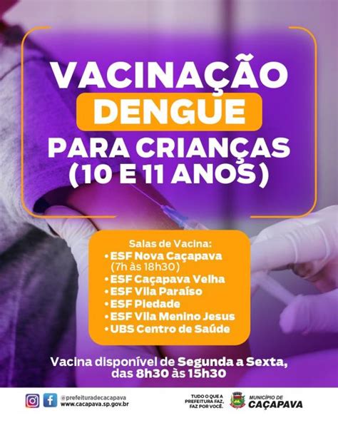 Ca Apava Inicia Vacina O Contra A Dengue Para Crian As De E Anos