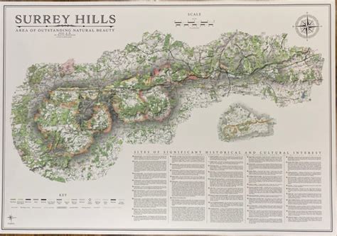 Surrey Hills AONB Map - district sections | TheCartographicArts