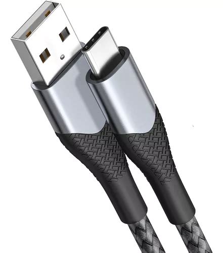 Cable De Datos Usb Tipo C Carga Rápida 1 Metro Nylon Negro Meses sin