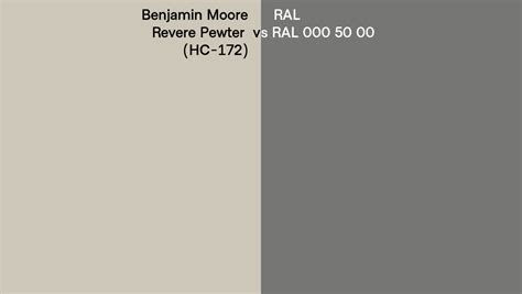 Benjamin Moore Revere Pewter HC 172 Vs RAL RAL 000 50 00 Side By Side