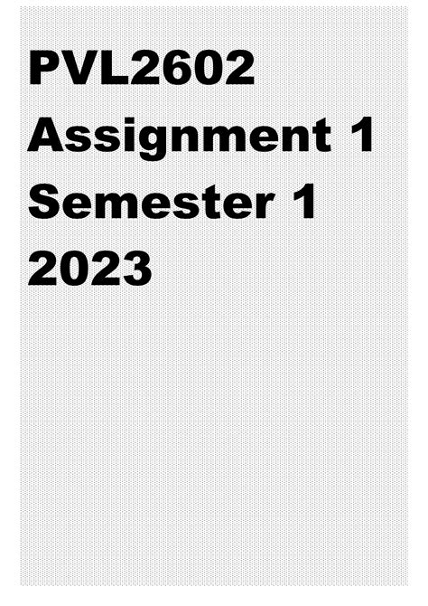 SOLUTION Pvl2602 Assignment 1 Semester 1 2023f Studypool