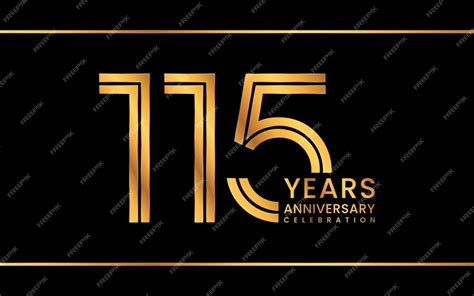 Premium Vector 115th Anniversary Logo Design With Golden Color Line