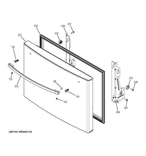 Assembly View For FREEZER DOOR GFE26GSKBSS