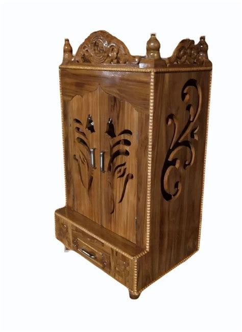 Hand Carved Brown Sheesham Wood Temple For Worship Size 3 5x3 Feet