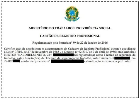 Registro Profissional Do Mte - Como fazer o registro do Técnico em Segurança do Trabalho