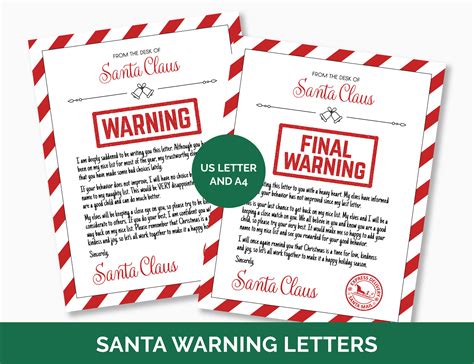 Santa Warning Letters Printable Letters From Santa North Pole