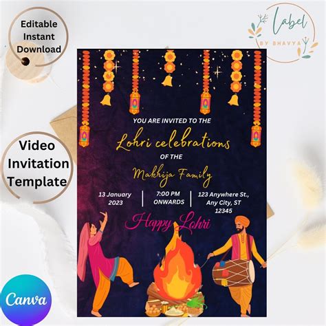 Editable Video Lohri Invitation Lohri Invite 1st Lohri Invitation Lohri