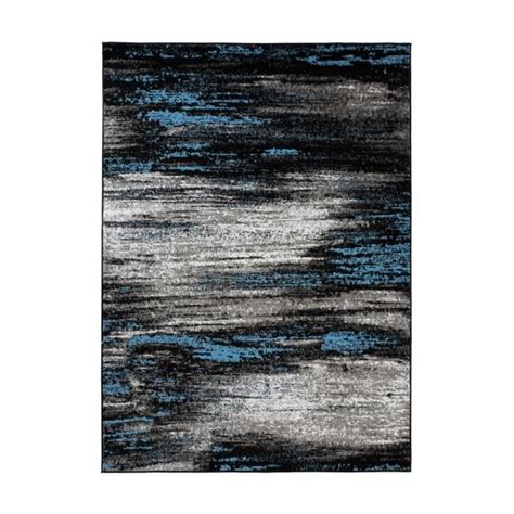 TAPISO Tapis Salon Poil Court Maya Gris Noir Bleu Moucheté