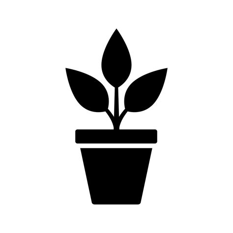 Black Bush Potted Plant Icon Silhouette Growing Home Plants And