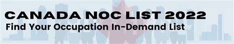 Canada Noc List 2022 Updated Noc In Demand In Canada