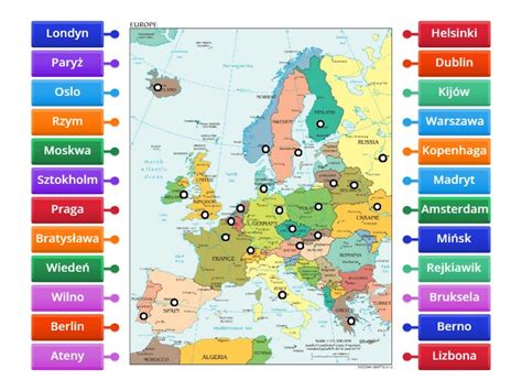 Stolice Europy Labelled Diagram