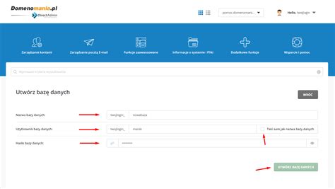 Jak Utworzy Baz Danych W Directadmin Domenomania Pl