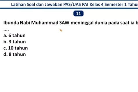 Contoh Soal Pas Uas Pai Kelas Semester Kurikulum Merdeka Tahun