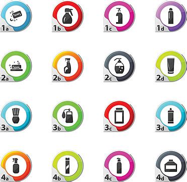 Household Chemicals Icons Set Illustration White Isolated Vector