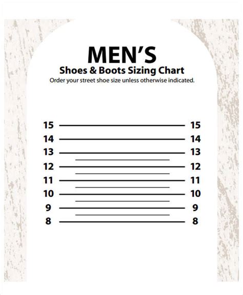 Printable Shoe Size Template Pdf