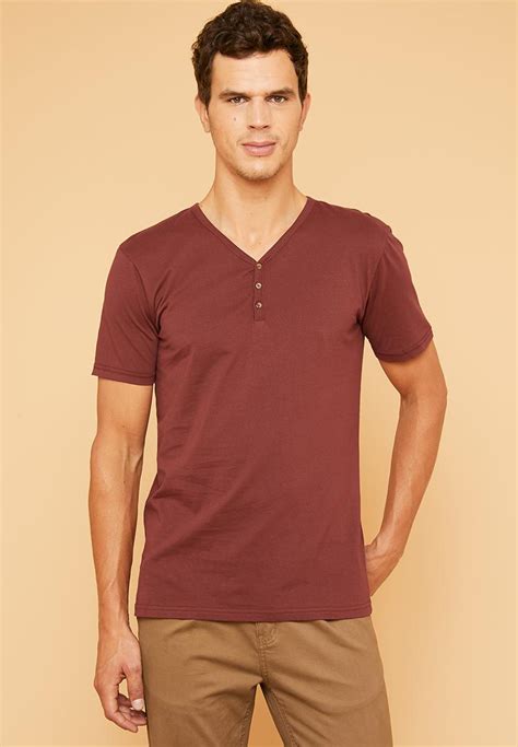 Plain Short Sleeve Henley Tee Burgundy Superbalist T Shirts And Vests