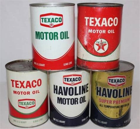 Group Of 5 Texaco Havoline Metal One Quart Motor Oil Cans