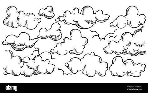 clouds drawing set vector hand drawn cartoon  cloud stock vector