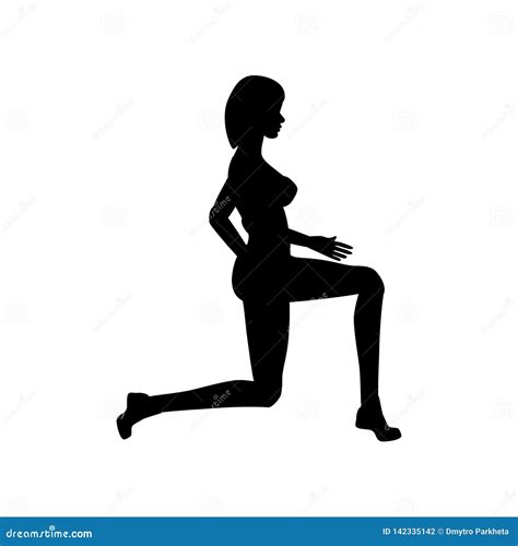 Bodyweight Walking Lunge Exercise Workout Silhouette Stock Vector ...