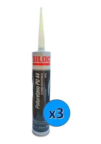 Sellador Siloc Pu 44 Gris Juntas Grietas 310ml X 3 Un