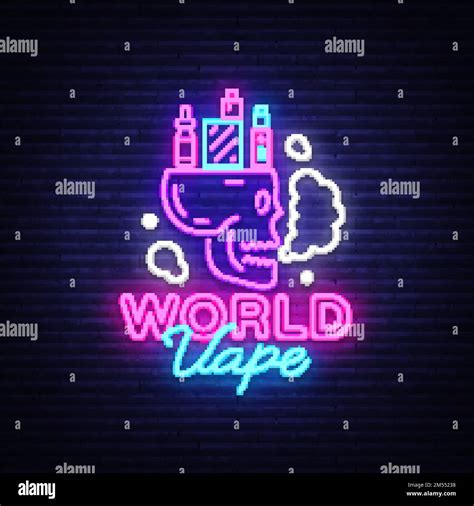 Logo Electronic Cigarette In Neon Style Vape Shop Neon Sign World