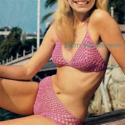 Vintage Crochet Bikini Pattern PDF Retro Boho Swimwear DIY 70s