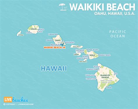 Map of Waikiki Beach, Hawaii - Live Beaches