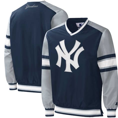 Men S New York Yankees Starter Navy Yardline V Neck Pullover