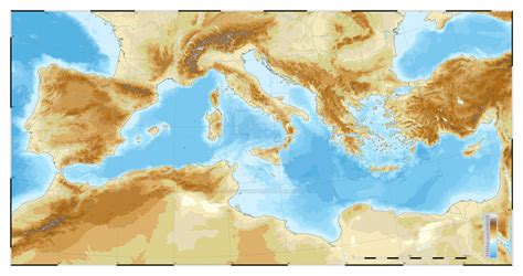 Mediterranean Topographic Map Colorblind Friendly By Salesworlds On