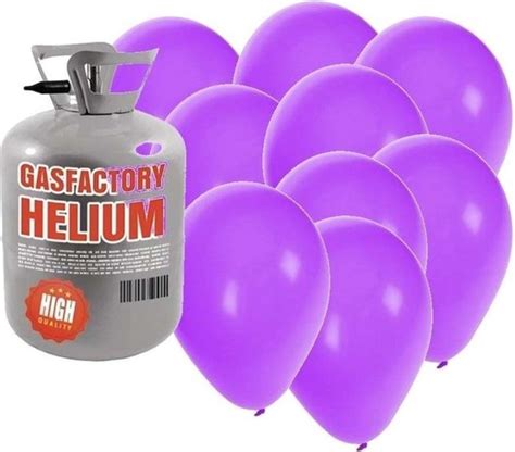 Helium Tank Met Paarse Ballonnen Paars Heliumgas Met Ballonnen