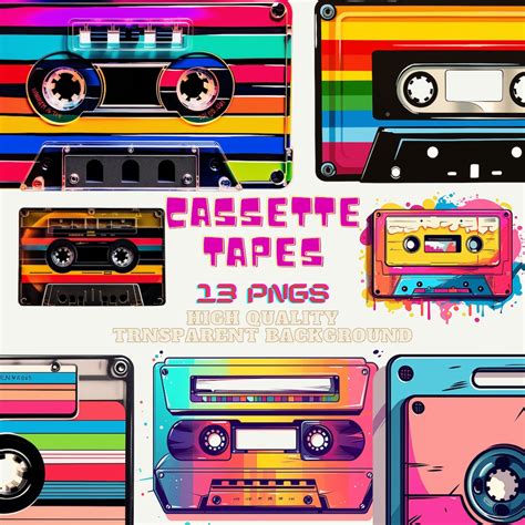 Cassette Tapes Clipart, Cassette Clip Art, 80s' Retro, Compact Tapes ...