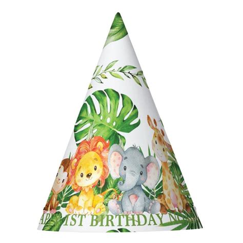 12x Cute Jungle Animals Safari 1st First Birthday Party Personalized