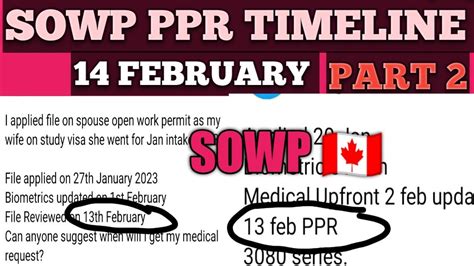 14 FEBRUARY LATEST PPR TIMELINE CANADA SOWP SOWP Spouse Open